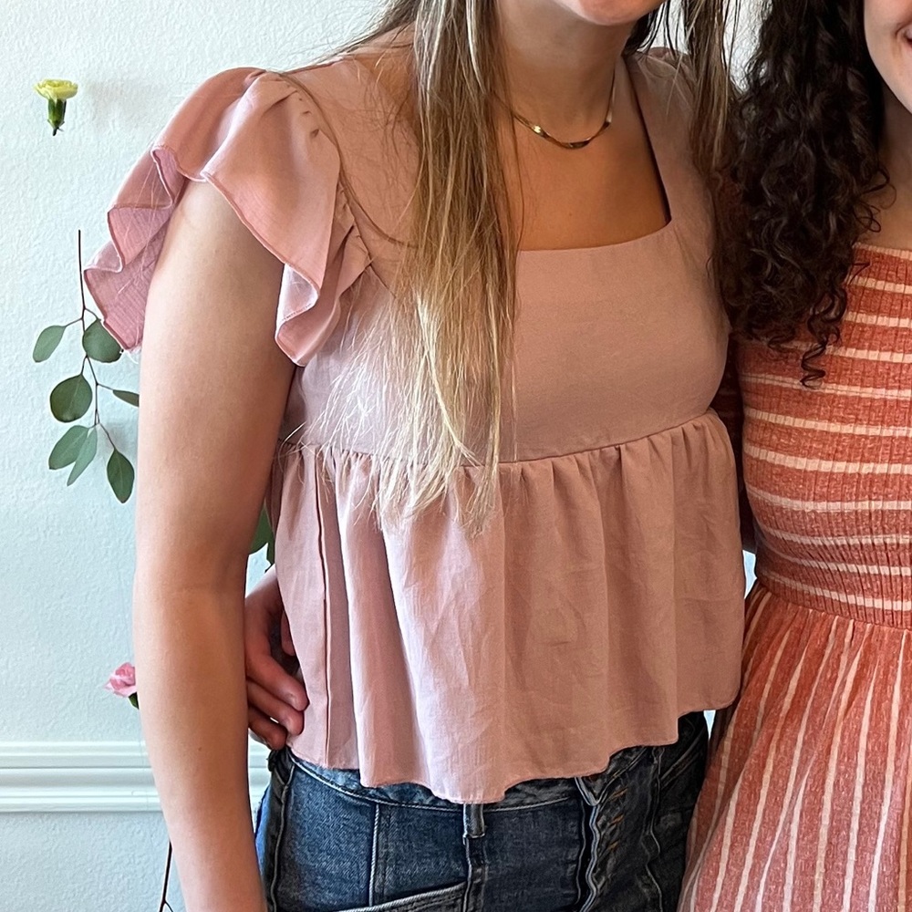 Cute pink fringe top